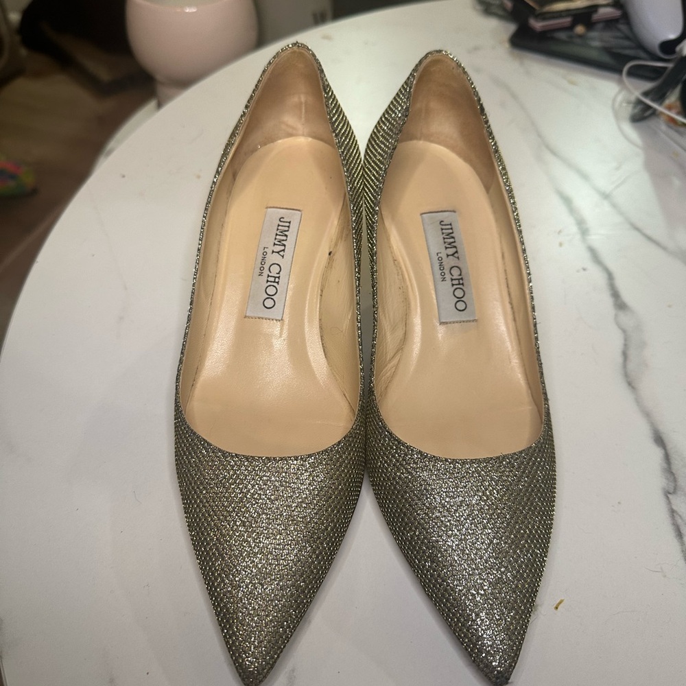 Jimmy Choo Glittering Gold Heels - Picture 6 of 7